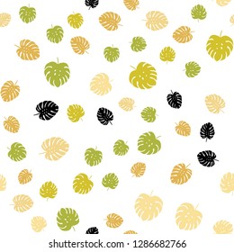 Light Green, Yellow vector seamless doodle backdrop with leaves. Sketchy doodles with leaves on blurred background. Pattern for trendy fabric, wallpapers.