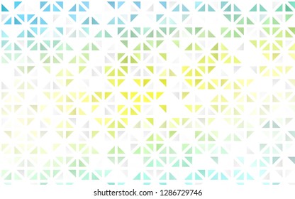 Light Green, Yellow vector seamless texture in triangular style. Decorative design in abstract style with triangles. Trendy design for wallpaper, fabric makers.
