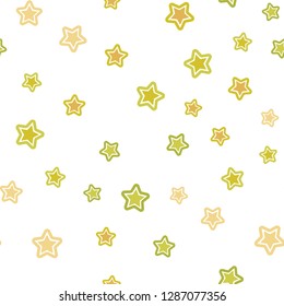 Light Green, Yellow vector seamless texture with beautiful stars. Stars on blurred abstract background with gradient. Design for textile, fabric, wallpapers.
