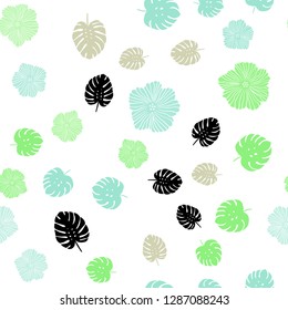 Light Green, Yellow vector seamless doodle backdrop with flowers, leaves. Shining colored illustration with leaves and flowers. Texture for window blinds, curtains.