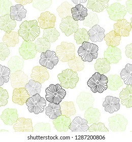 Light Green, Yellow vector seamless abstract pattern with flowers. Colorful illustration in doodle style with flowers. Pattern for trendy fabric, wallpapers.