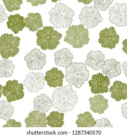 Light Green, Yellow vector seamless elegant pattern with flowers. Shining colored illustration with flowers. Pattern for design of fabric, wallpapers.