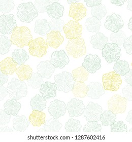 Light Green, Yellow vector seamless natural backdrop with flowers. Colorful illustration in doodle style with flowers. Template for business cards, websites.
