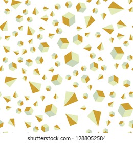Light Green, Yellow vector seamless, isometric background with triangles, cubes. Illustration with colorful triangles, rectangles. Template for business cards, websites.