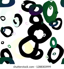 Light Green, Yellow vector seamless texture with disks. Blurred decorative design in abstract style with bubbles. Pattern for design of window blinds, curtains.