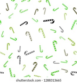 Light Green, Yellow vector seamless background with tasty xmas sweets.