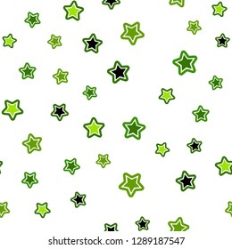 Light Green, Yellow vector seamless texture with beautiful stars. Shining colored illustration with stars. Design for wallpaper, fabric makers.