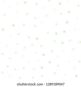Light Green, Yellow vector seamless pattern with christmas snowflakes. Shining colorful illustration with snow on abstract template. Design for wallpaper, fabric makers.