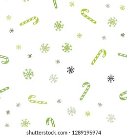 Light Green, Yellow vector seamless layout with christmas sweet desserts.