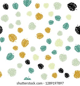 Light Green, Yellow vector seamless elegant template with leaves. A vague abstract illustration with leaves in doodles style. Texture for window blinds, curtains.