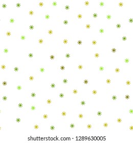 Light Green, Yellow vector seamless cover with beautiful snowflakes. Glitter abstract illustration with crystals of ice. Pattern for design of fabric, wallpapers.