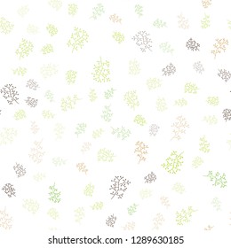 Light Green, Yellow vector seamless elegant template with leaves, branches. Glitter abstract illustration with leaves and branches. Template for business cards, websites.