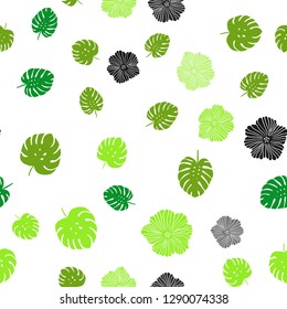 Light Green, Yellow vector seamless doodle background with flowers, leaves. Illustration with doodles on abstract template. Pattern for design of fabric, wallpapers.