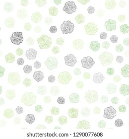 Light Green, Yellow vector seamless natural pattern with flowers. Colorful illustration in doodle style with flowers. Design for textile, fabric, wallpapers.