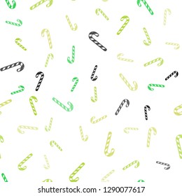 Light Green, Yellow vector seamless background with sweet xmas lollipops.