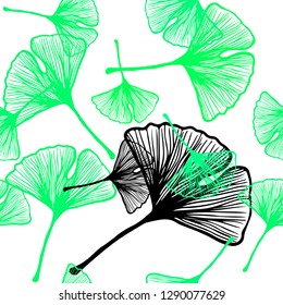 Light Green, Yellow vector seamless abstract pattern with leaves. Glitter abstract illustration with doodles and leaves. Texture for window blinds, curtains.