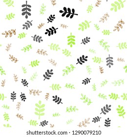 Light Green, Yellow vector seamless doodle layout with leaves, branches. Abstract illustration with leaves, branches in doodles style. Pattern for design of fabric, wallpapers.