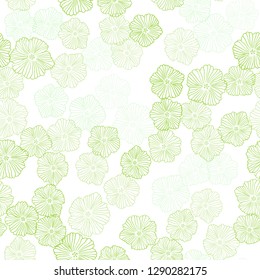 Light Green, Yellow vector seamless doodle backdrop with flowers. An elegant bright illustration with flowers. Texture for window blinds, curtains.