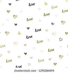 Light Green, Yellow vector seamless backdrop with phrase LOVE YOU, hearts. Colorful gradient phrase LOVE YOU, hearts in abstract style. Texture for window blinds, curtains.