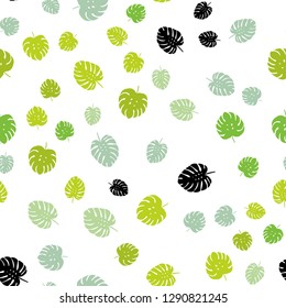 Light Green, Yellow vector seamless natural backdrop with leaves. Colorful illustration in doodle style with leaves. Template for business cards, websites.