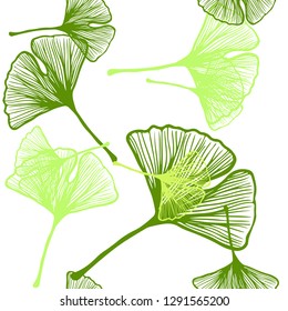 Light Green, Yellow vector seamless doodle texture with leaves. leaves on elegant natural pattern with gradient. Pattern for design of fabric, wallpapers.