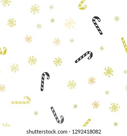 Light Green, Yellow vector seamless texture with xmas sweets, candies.