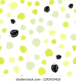 Light Green, Yellow vector seamless abstract pattern with leaves. Blurred decorative design in Indian style with leaves. Pattern for trendy fabric, wallpapers.