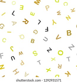 Light Green, Yellow vector seamless background with signs of alphabet. Blurred design in simple style with signs of alphabet. Template for business cards, websites.
