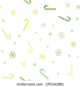 Light Green, Yellow vector seamless background with sweet xmas lollipops.