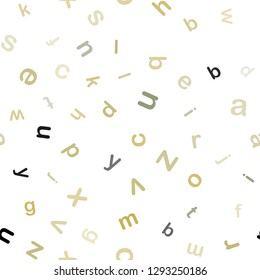 Light Green, Yellow vector seamless texture with ABC characters. Blurred design in simple style with signs of alphabet. Texture for window blinds, curtains.