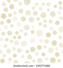 Light Green, Yellow vector seamless cover with beautiful snowflakes. Snow on blurred abstract background with gradient. Pattern for design of fabric, wallpapers.