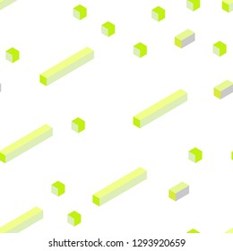 Light Green, Yellow vector seamless, isometric layout with lines, rectangles. Rectangles on abstract background with colorful gradient. Design for textile, fabric, wallpapers.