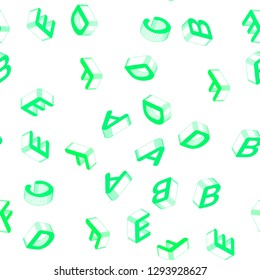 Light Green, Yellow vector seamless texture with 3D ABC characters. Abstract illustration with colorful 3D latin alphabet. Texture for window blinds, curtains.