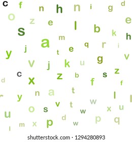 Light Green, Yellow vector seamless layout with latin alphabet. Shining colorful illustration with isolated letters. Pattern for trendy fabric, wallpapers.