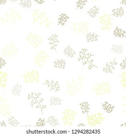 Light Green, Yellow vector seamless elegant background with branches. Colorful illustration in doodle style with leaves, branches. Template for business cards, websites.