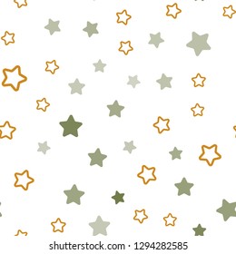 Light Green, Yellow vector seamless texture with beautiful stars. Blurred decorative design in simple style with stars. Pattern for design of fabric, wallpapers.