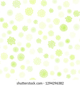 Light Green, Yellow vector seamless texture with colored snowflakes. Decorative shining illustration with snow on abstract template. Pattern for trendy fabric, wallpapers.