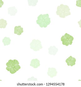 Light Green, Yellow vector seamless abstract background with flowers. Colorful illustration in doodle style with flowers. Template for business cards, websites.