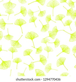 Light Green, Yellow vector seamless doodle template with leaves. Glitter abstract illustration with doodles and leaves. Design for textile, fabric, wallpapers.