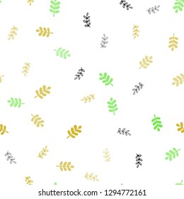 Light Green, Yellow vector seamless doodle template with leaves. Modern geometrical abstract illustration with leaves. Pattern for trendy fabric, wallpapers.