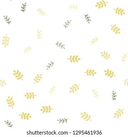 Light Green, Yellow vector seamless doodle backdrop with leaves. An elegant bright illustration with leaves in Natural style. Texture for window blinds, curtains.