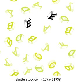 Light Green, Yellow vector seamless texture with 3D ABC characters. Colorful gradient design in 3D style with signs of alphabet. Pattern for design of fabric, wallpapers.
