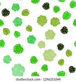 Light Green, Yellow vector seamless abstract background with flowers, leaves. Colorful illustration in doodle style with leaves, flowers. Design for wallpaper, fabric makers.