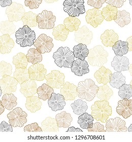 Light Green, Yellow vector seamless doodle background with flowers. Glitter abstract illustration with flowers. Design for wallpaper, fabric makers.