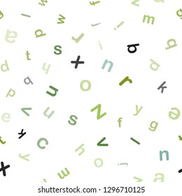Light Green, Yellow vector seamless pattern with ABC symbols. Blurred design in simple style with signs of alphabet. Template for business cards, websites.