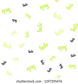 Light Green, Yellow vector seamless texture with selling simbols. Illustration with signs of sales on abstract template. Design for business ads, commercials.