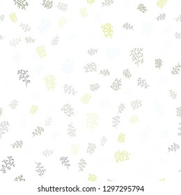 Light Green, Yellow vector seamless abstract design with leaves, branches. Colorful abstract illustration with leaves in doodle style. Design for textile, fabric, wallpapers.