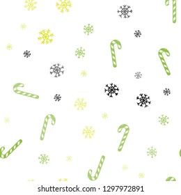 Light Green, Yellow vector seamless background with tasty xmas sweets.