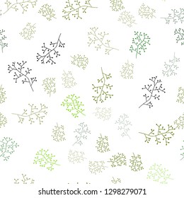 Light Green, Yellow vector seamless doodle pattern with branches. Shining colored illustration with leaves and branches. Texture for window blinds, curtains.