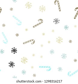 Light Green, Yellow vector seamless layout with christmas sweet desserts.